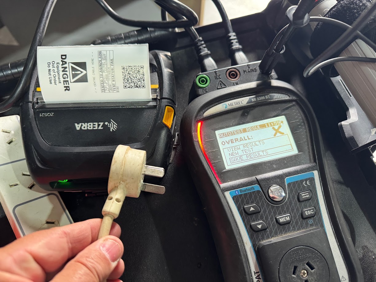 Shock Busters Test and Tag - Failed Item - no Insulation on Plug Pins 