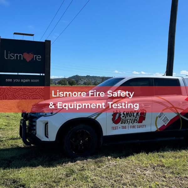 Shock Busters vehicle prepared for routine fire safety equipment testing and compliance inspections in Lismore